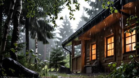 Rainy Cabin Night Ambience | Cozy ASMR Sounds for Sleep & Relaxation
