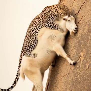 Leopard vs Goat_ Cliffside Chase in the Wild #shorts