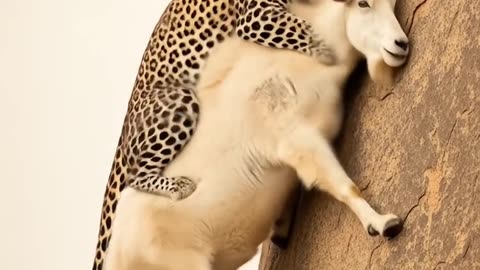 Leopard vs Goat_ Cliffside Chase in the Wild #shorts