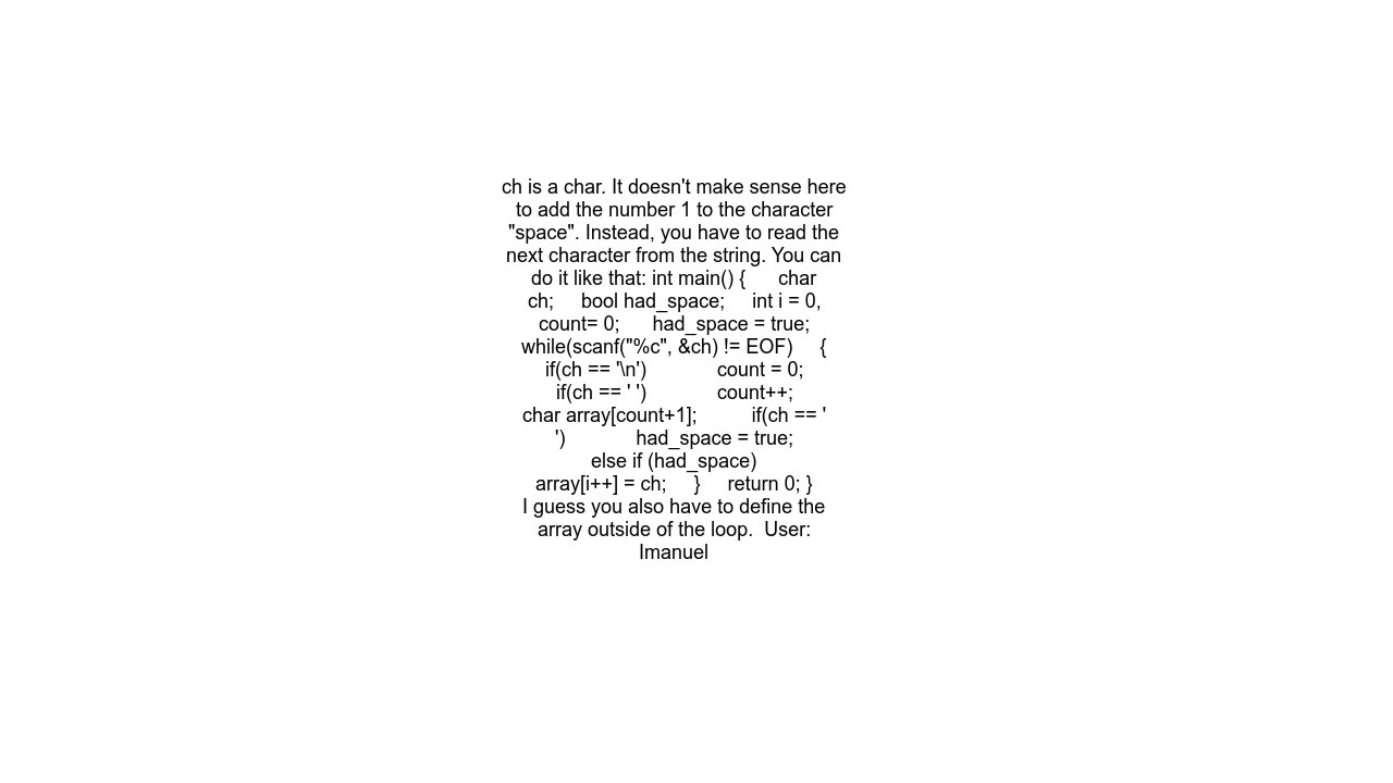 How to read the next character after space in C