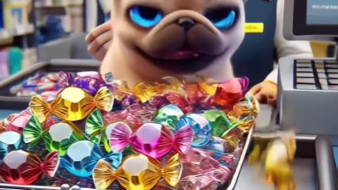A cute puppy buys a cartload of origami crane candies for its owner.🥺💖