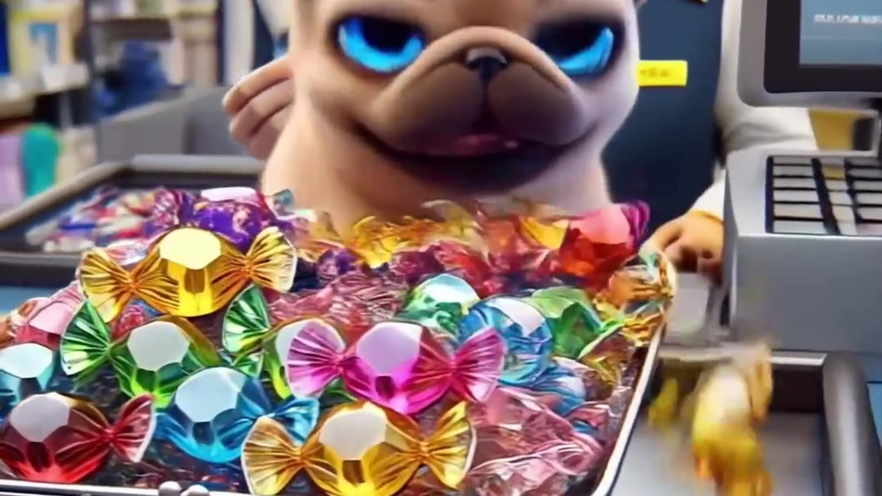 A cute puppy buys a cartload of origami crane candies for its owner.🥺💖