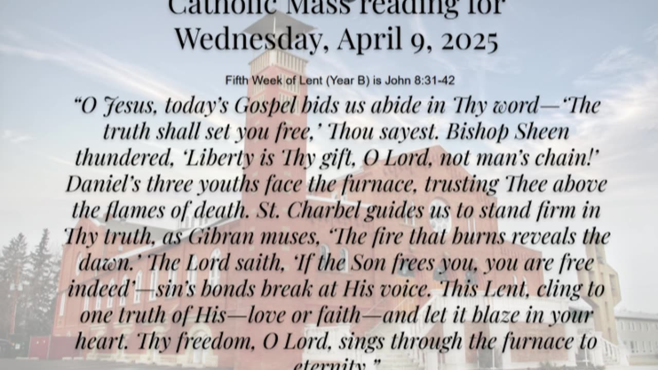 Mass Reading Reflection for Wednesday, April 9, 2025