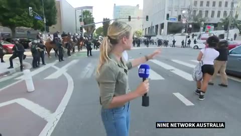 Aussie fake news reporter shot with rubber bullet in L.A.