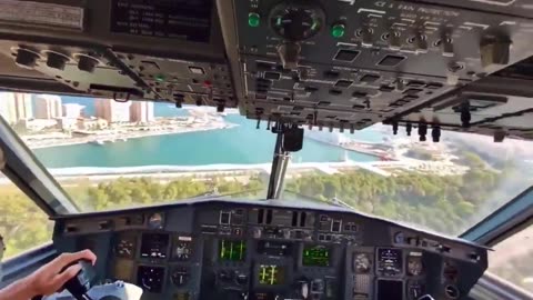 Pilots view onboard a firefighting "flying boat" when it scoops up water. 🔥