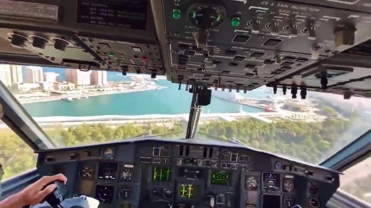 Pilots view onboard a firefighting "flying boat" when it scoops up water. 🔥