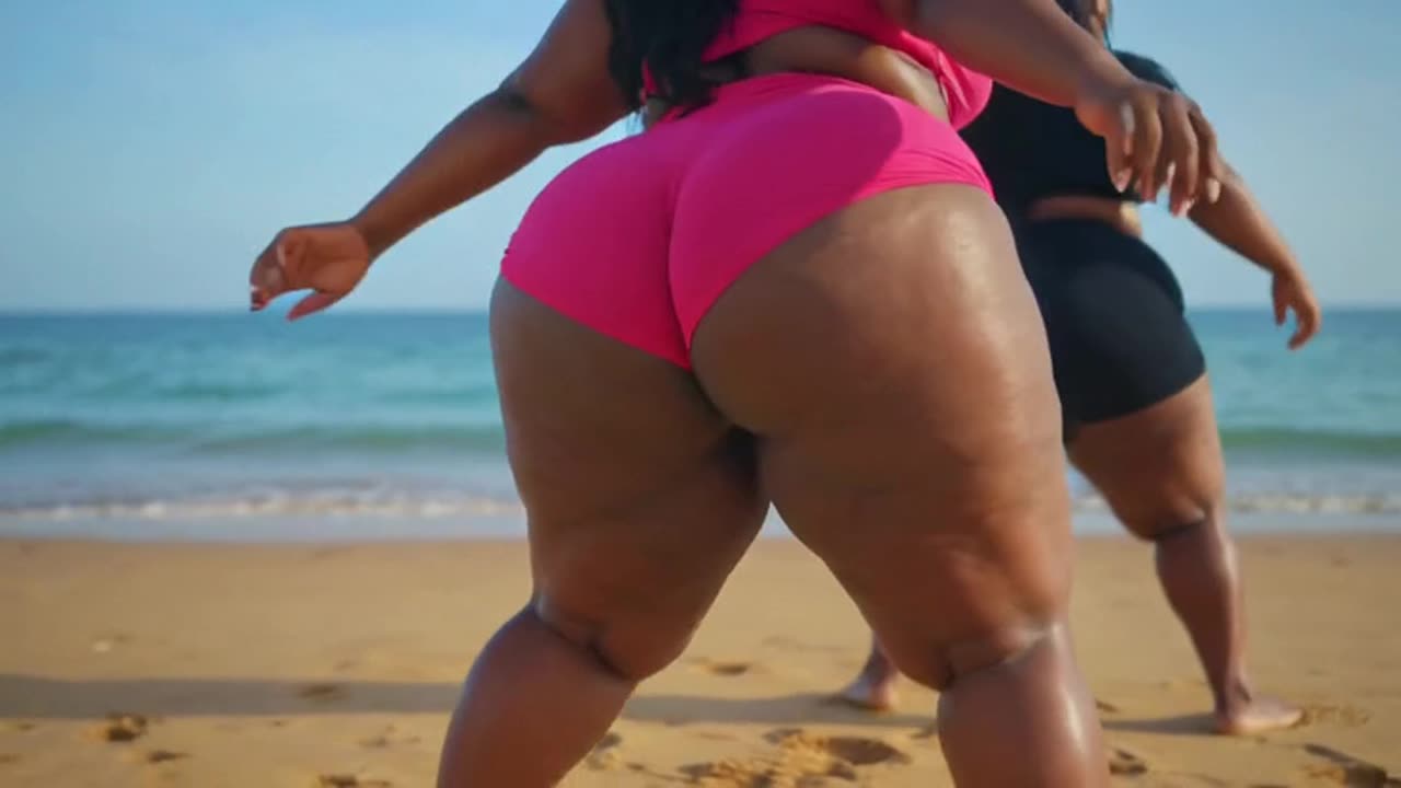 🔥 Big Booty BBW Twerking Plus Size Girls Ebony TikTok huge ass in beach