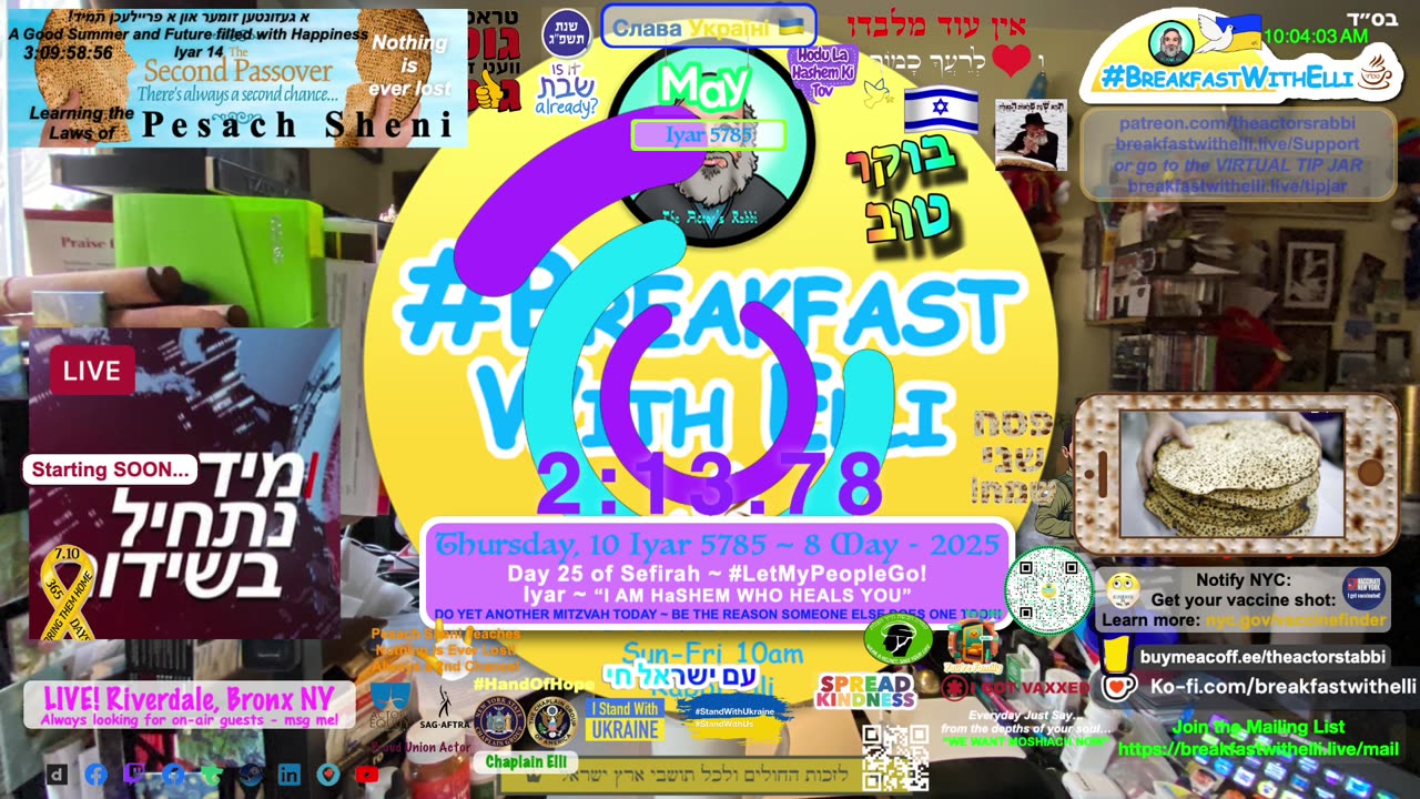 SHOW NOTES: Breakfast with Elli - THURSDAY - 8 May 2025 - 10 Iyar - 5785