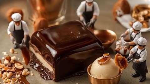 Slice of Chocolate with Caramelised Peanut Ice Cream – Rich, Crunchy & Cool Elegance