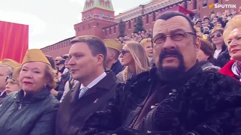 LOL Actor Steven Seagal spotted watching Russia's Victory Day Parade