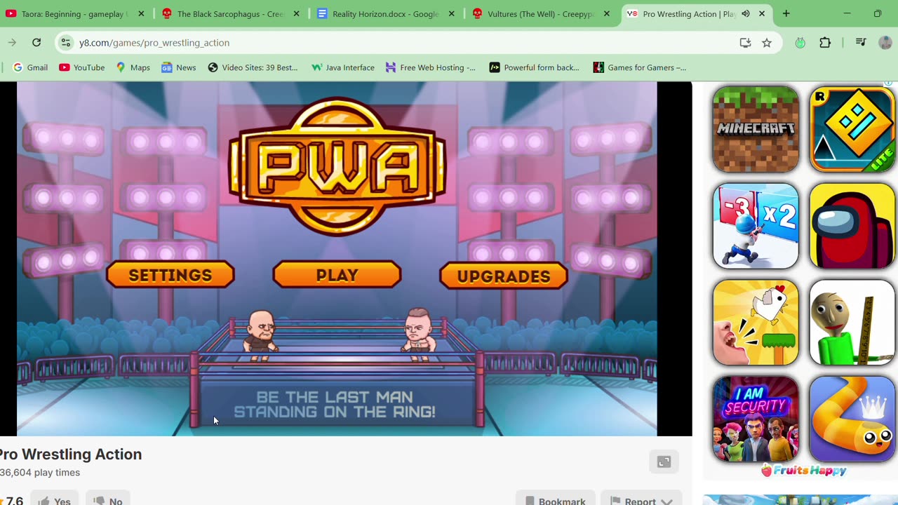 Pro Wrestling Action - gameplay Online Point and click Battle royale Beat em up