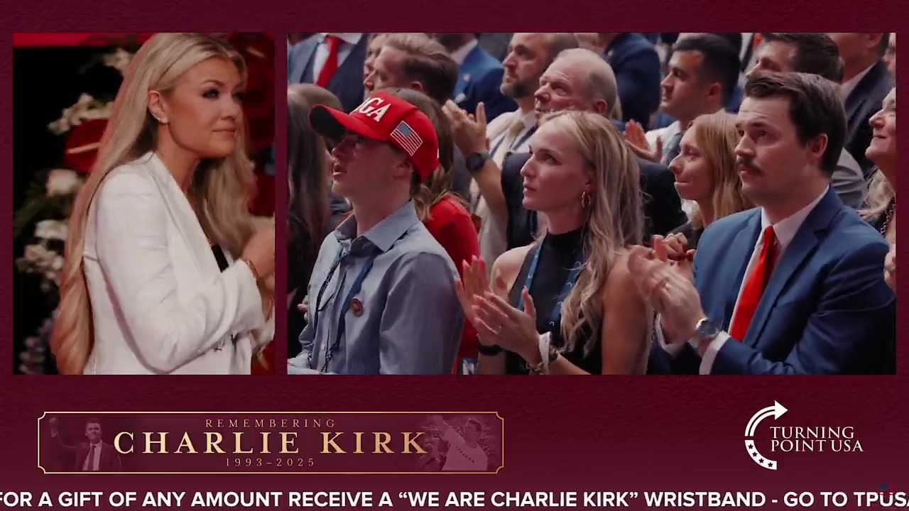 Erika Kirk Exits Her Husband's Memorial Service To A Standing Ovation