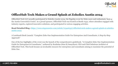 OfficeHub Tech Makes a Grand Splash at Zoholics Austin 2024.mp4