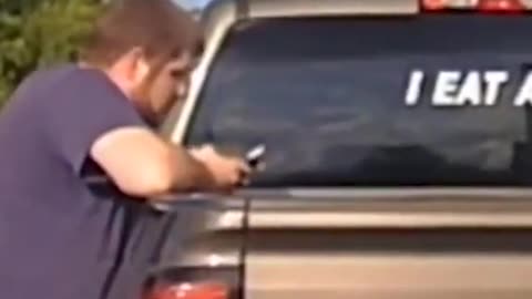 As much as I think his sticker is inappropriate, he's right. It's his 1st amendment right.