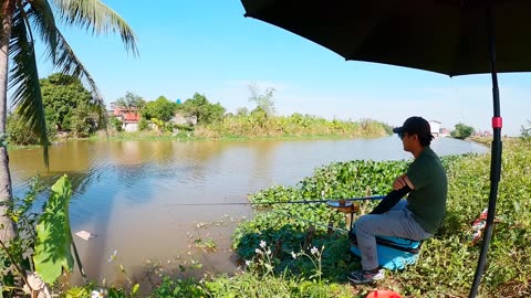 Fishing for Bream in a Serene Countryside Lake