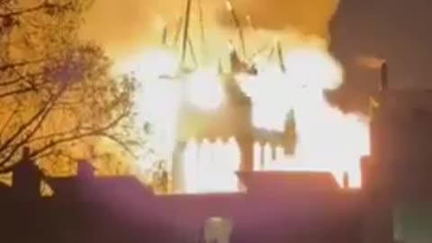 fire broke out at the top of Vondelkerk (Vondel Church) in Amsterdam the Netherlands