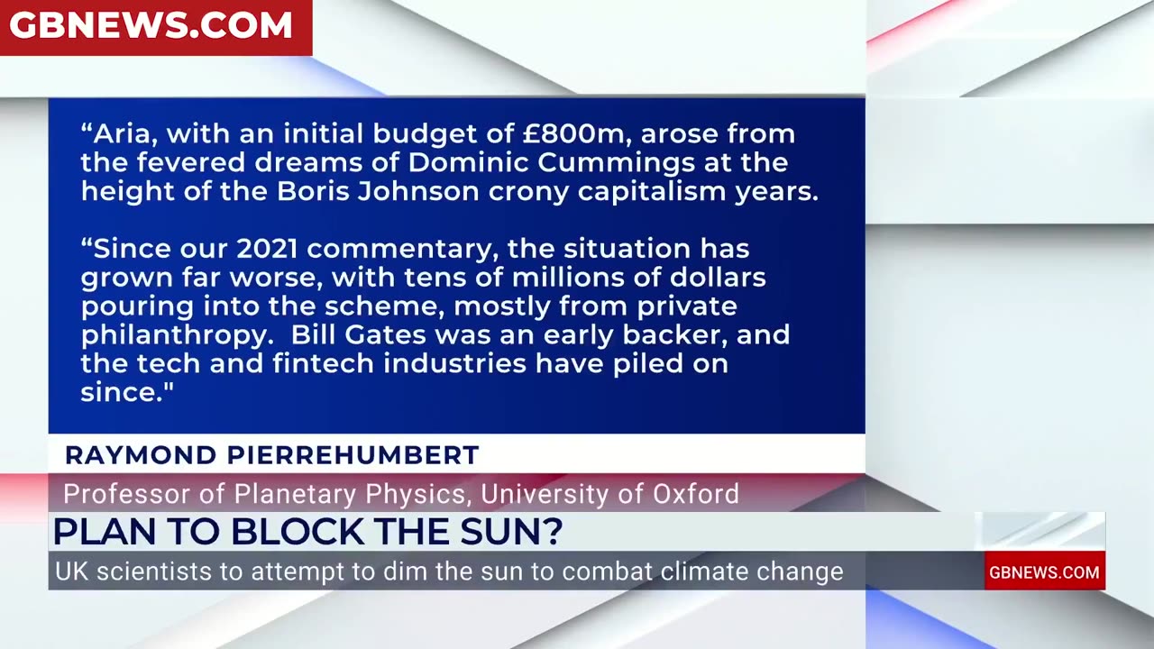 UK goes ahead with a project to block out the sun in the name of climate change.