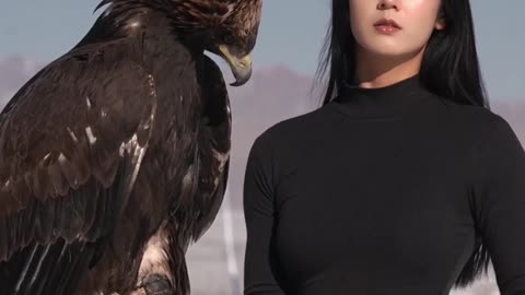 Wonderful Girl With a Hawk