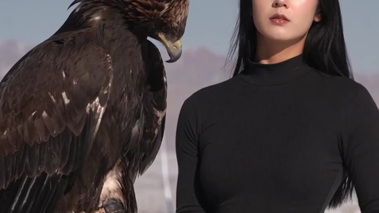 Wonderful Girl With a Hawk