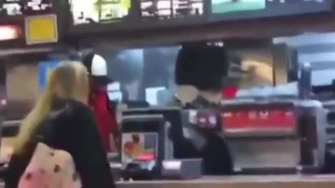 White woman reacts badly to typical Negro violence