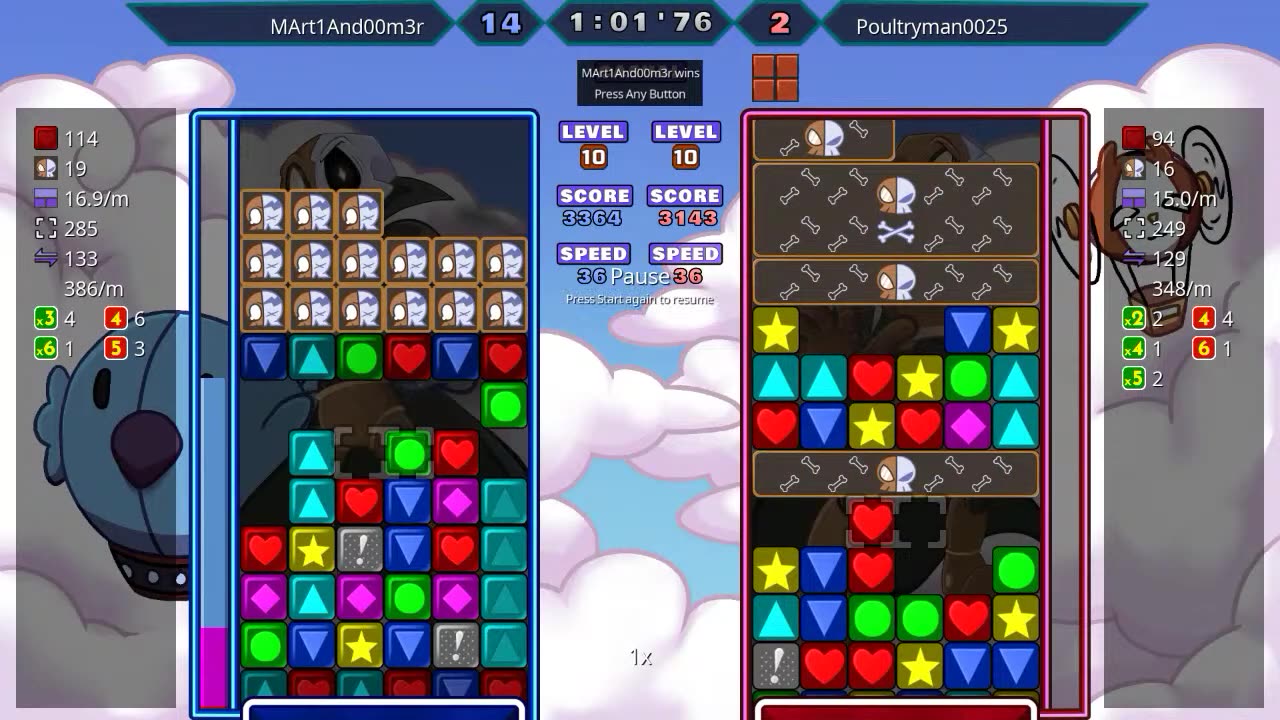 Panel Attack 2-Player Casual (11-29-2025): MArt1And00m3r vs. Poultryman0025