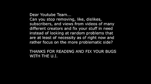 #DearYouTubeTeam...
