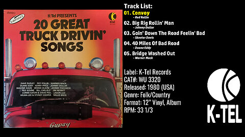 Various Artists – 20 Great Truck Drivin' Songs (Full Record) – 1980 – CAT.# WU 3320