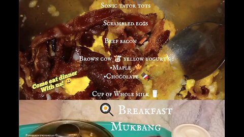 ASMR||| 🎧 Breakfast Mukbang (Come eat breakfast 🍳 🥓 for dinner with us!)