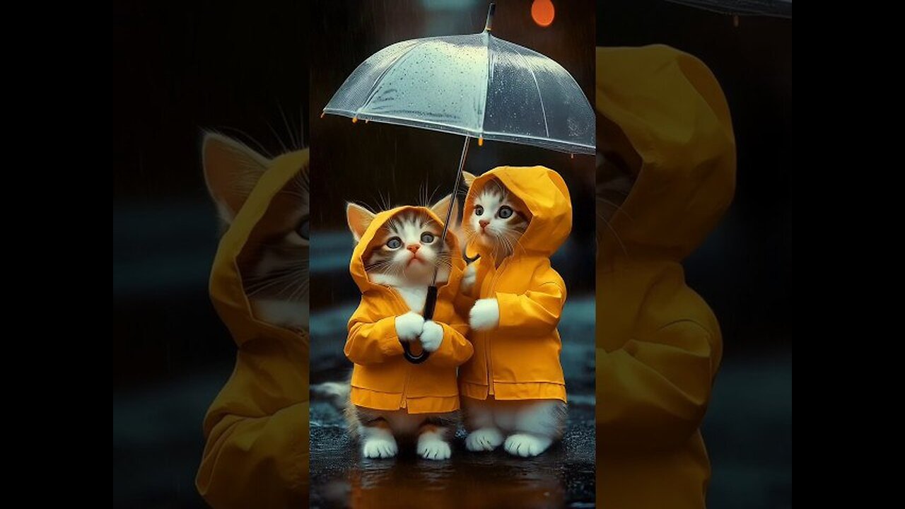 🌧️ Cute Cats in the Rain Wearing Adorable Raincoats – Meow Meow Sad Song 😿🎶