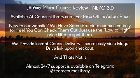 Jeremy Miner Course Review - NEPQ 3.0(CoursesLibrary.com)