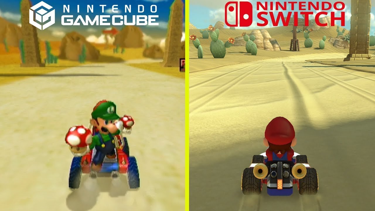 GCN Luigi Circuit Mario Kart Double Dash and DS Comparison