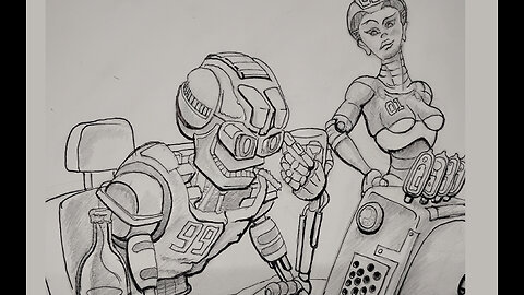 Drawing robots in lost robot world doin human things