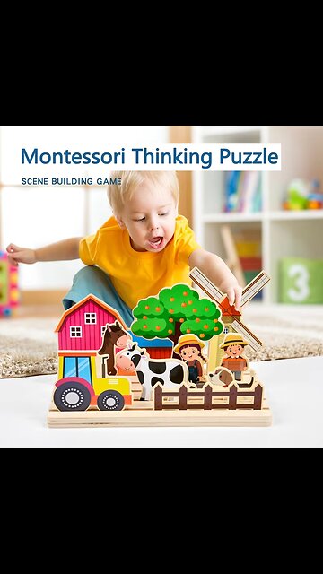 Kids Montessori Logic Thinking Game Scene Puzzles Matching