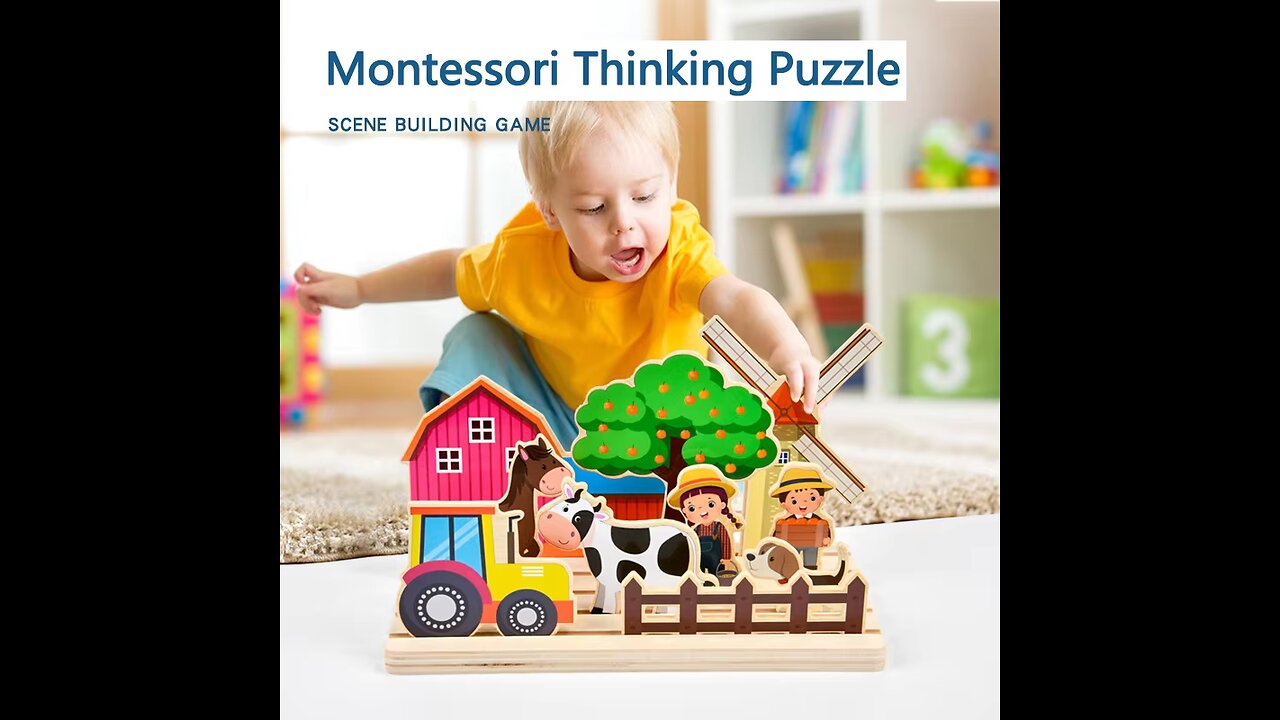 Kids Montessori Logic Thinking Game Scene Puzzles Matching