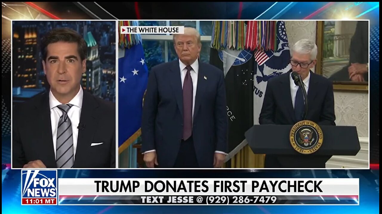TRUMP DONATES FIRST PAYCHECK