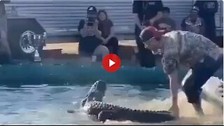 So a dumb ass sticks his foot in a gators mouth...guess what happens.
