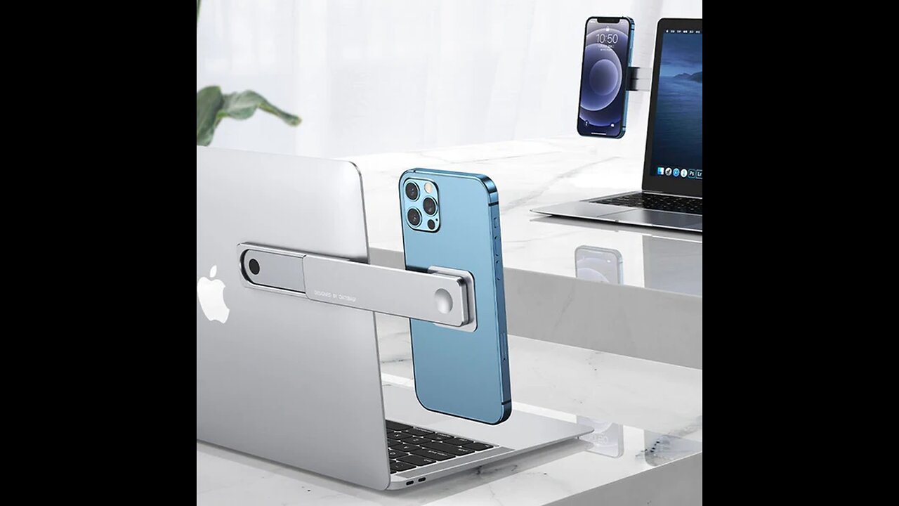 Adjustable Retractable Laptop Side Magnetic Phone Mount, Compatible with All Laptops and Phones