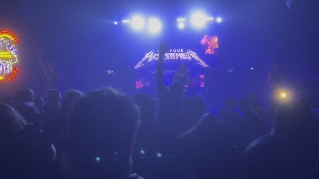 The crowd moshes to The Four Horsemen’s “For Whom the Bell Tolls”