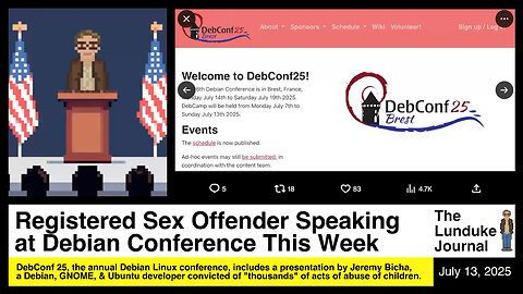 Registered Sex Offender Speaking at Debian Conference This Week
