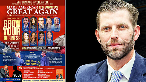Eric Trump | Join Eric Trump At Clay Clark's September 25-26 Business Growth Conference In Tulsa, Oklahoma (298 Tickets Remain) + Learn Marketing, Sales, Linear Workflow Design, Finance & More + Request Tix Via Text 918-851-0102