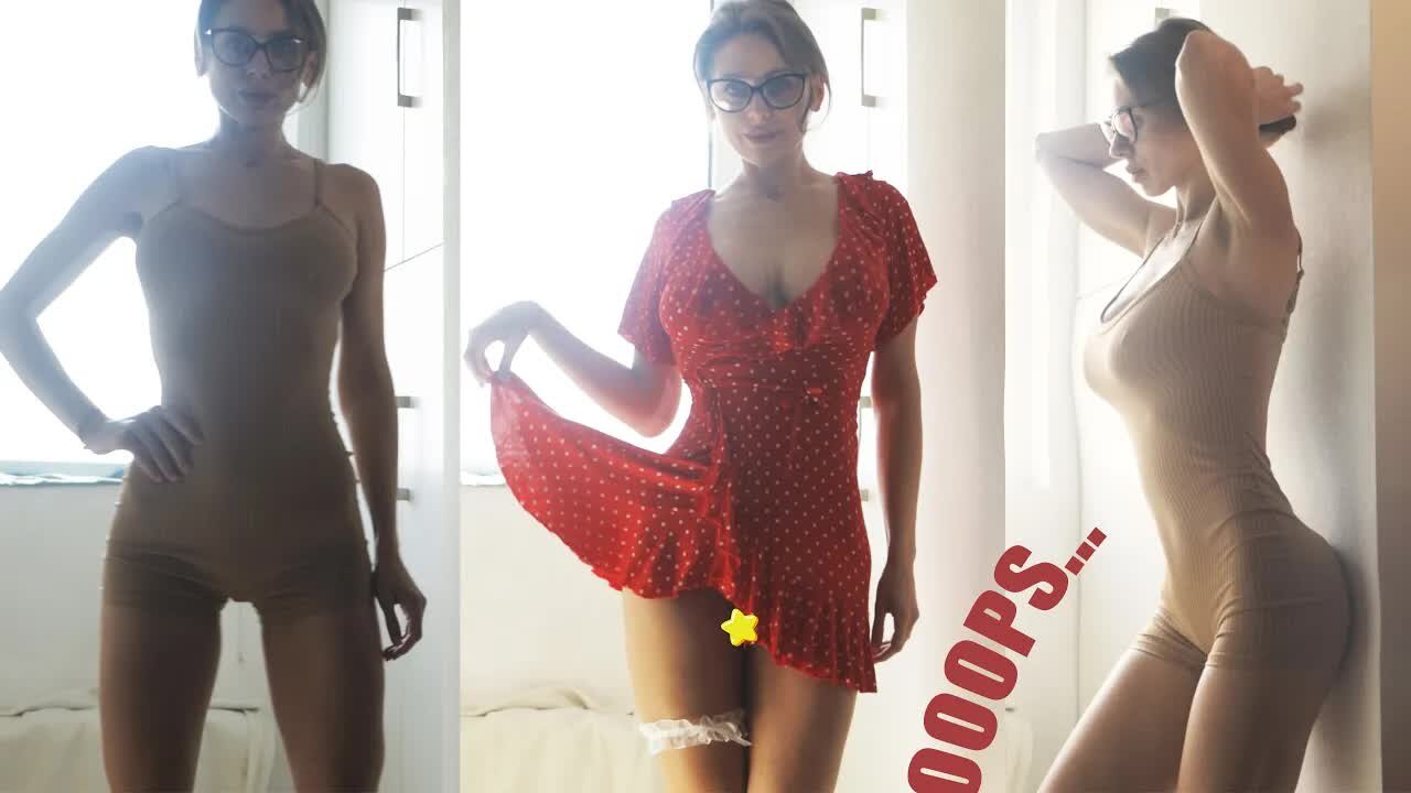 ❤️ Try on Haul non Transparent dresses with beautiful Tina