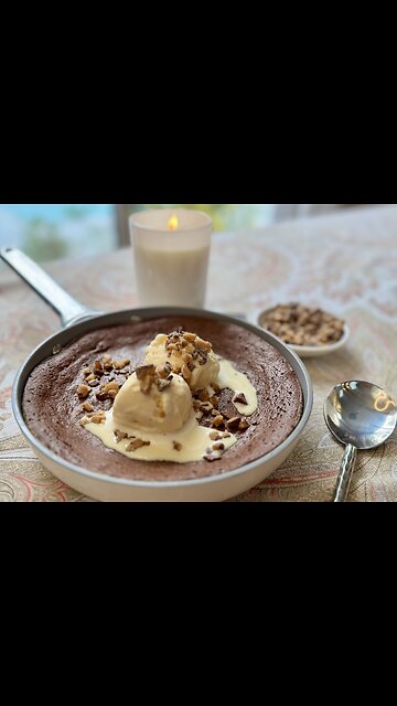Quick Gooey Mini Skillet Chocolate Cake - 4-Ingredient Dessert