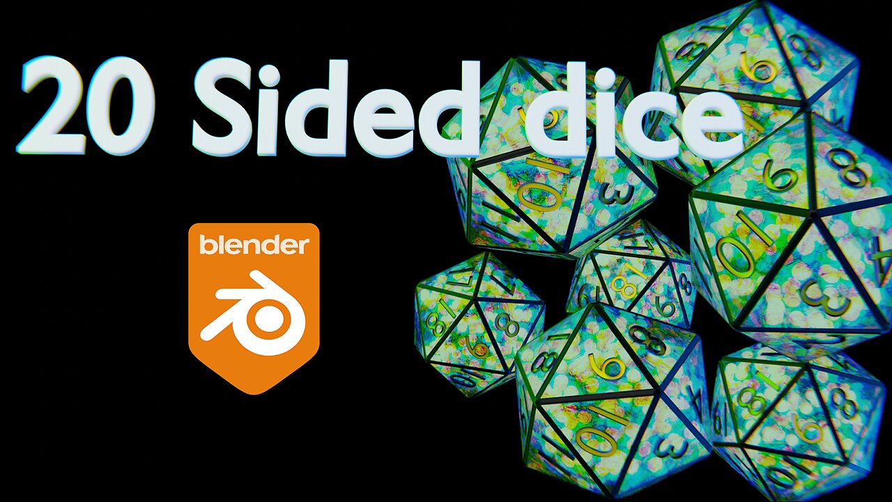 20D dice modelled and rendered in Blender 3D