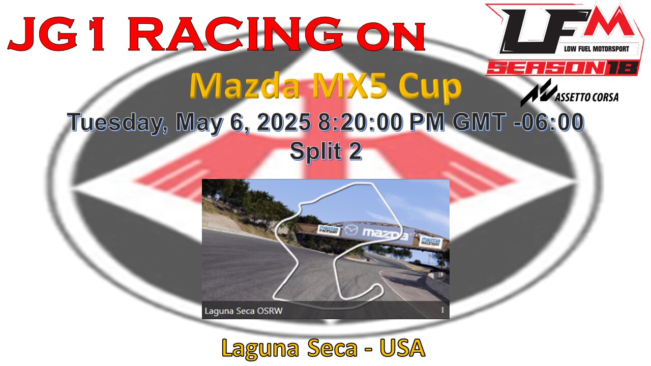 JG1 RACING on LFM - Mazda MX5 - Laguna Seca - Split 2