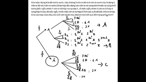 Toán 12: Xác suất có điều kiện: Cho hộp I đựng 8 bi đỏ và 4 bi xanh, hộp II đựng 3 viên bi đỏ và