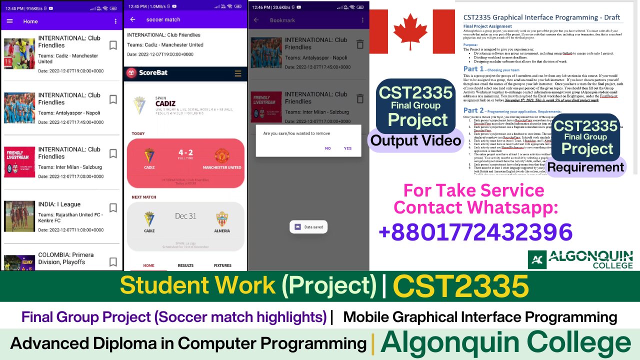 Client Work (Project) | CST2335 Final Android App Showcase | Algonquin College