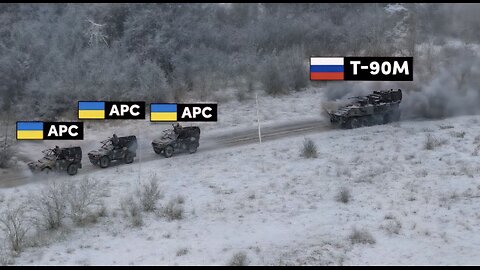 The T-90M emerged from the smoke in front of the Ukrainian column and…