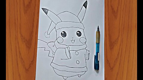how to draw Pikachu in christmas ｜ drawing Pokemon pikachu by easy steps