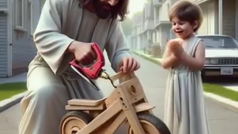 THE DEMON FATHER BULLIES THE BOY TO TAKE THE WOODEN BICYCLE FOR HIS SON