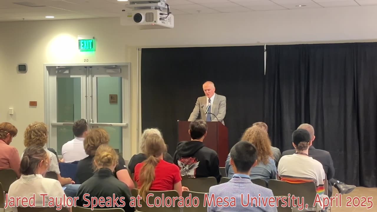 Jared Taylor speaks to Colorado Mesa University, April 2025, with part of Jared's speech